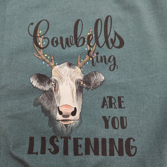 Cowbells Ring One of a Kind Print Grow-with-me Crewneck