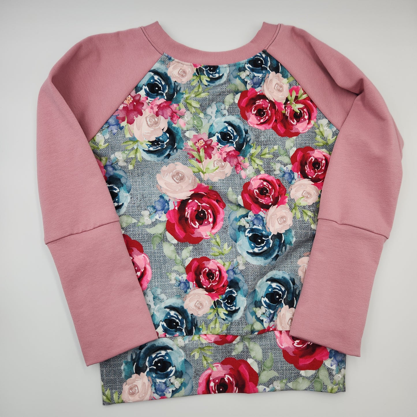Roses One of a Kind Print Grow-with-me Crewneck