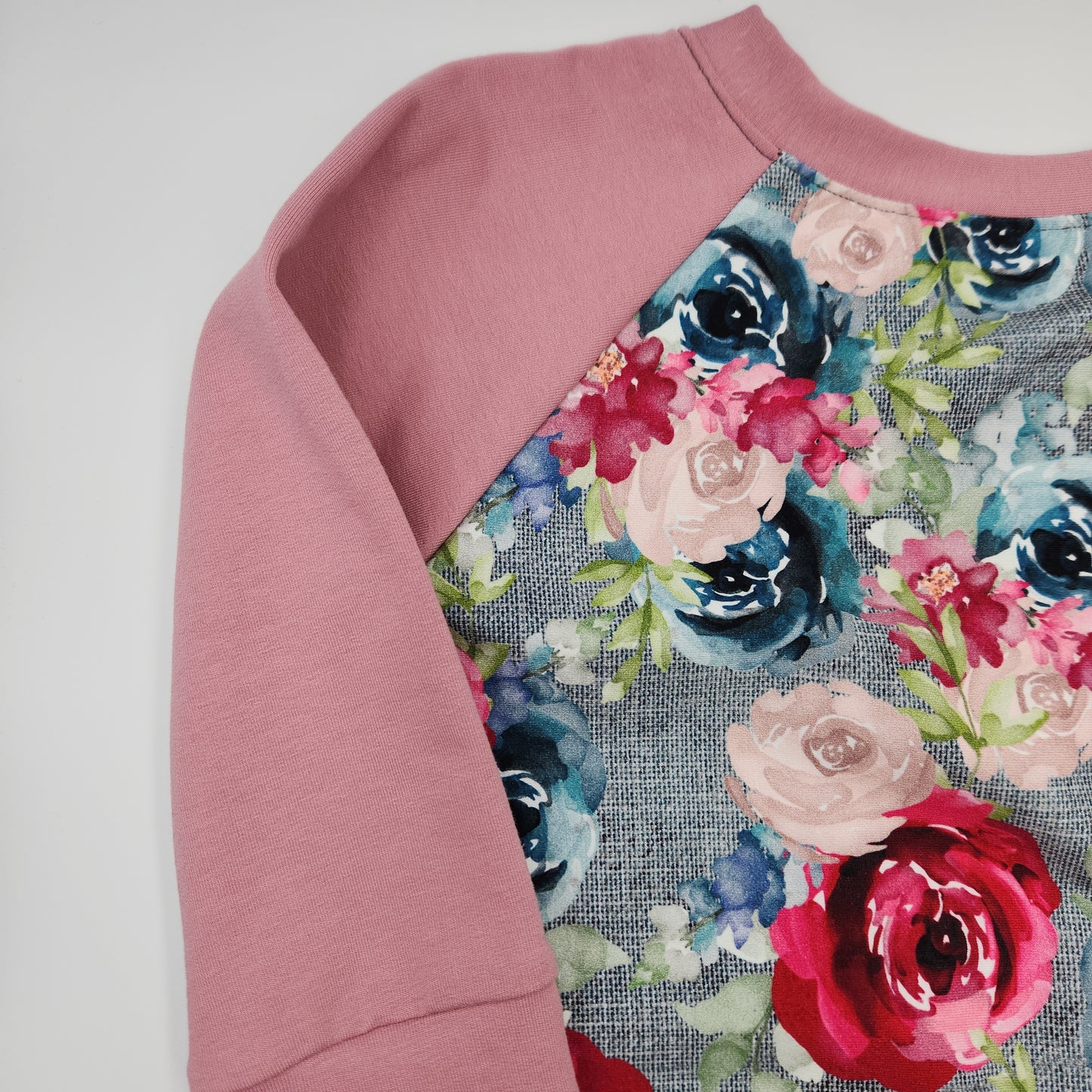 Roses One of a Kind Print Grow-with-me Crewneck
