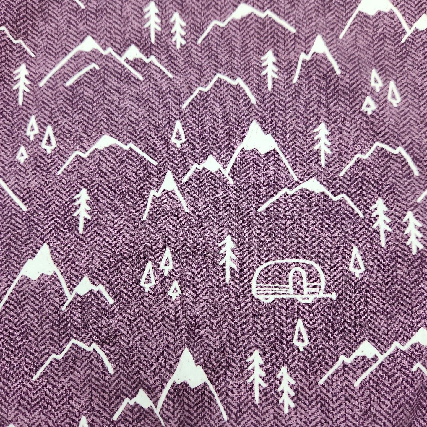 Purple Herringbone Camping One of a Kind Print Grow-with-me Crewneck