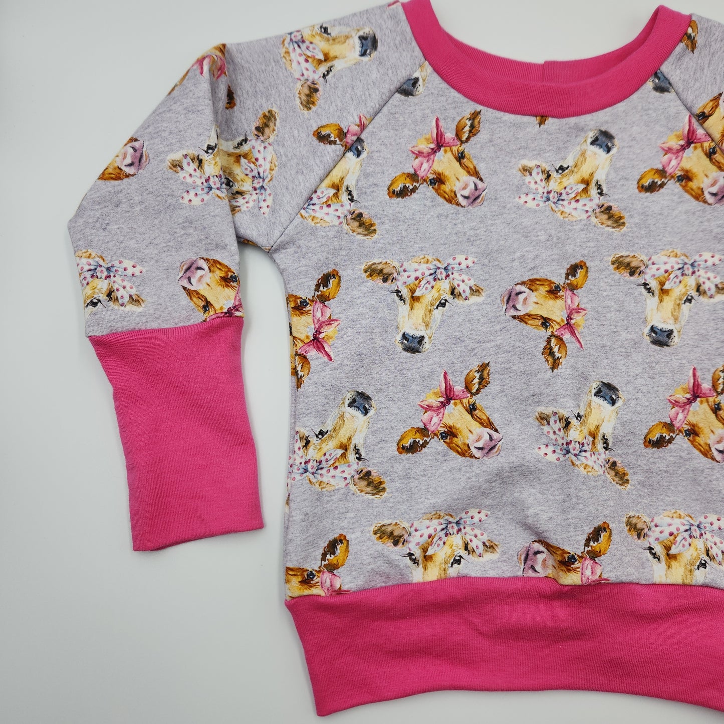 Pink Bandana Cows *Last Cuts* Print Grow-with-me Crewneck