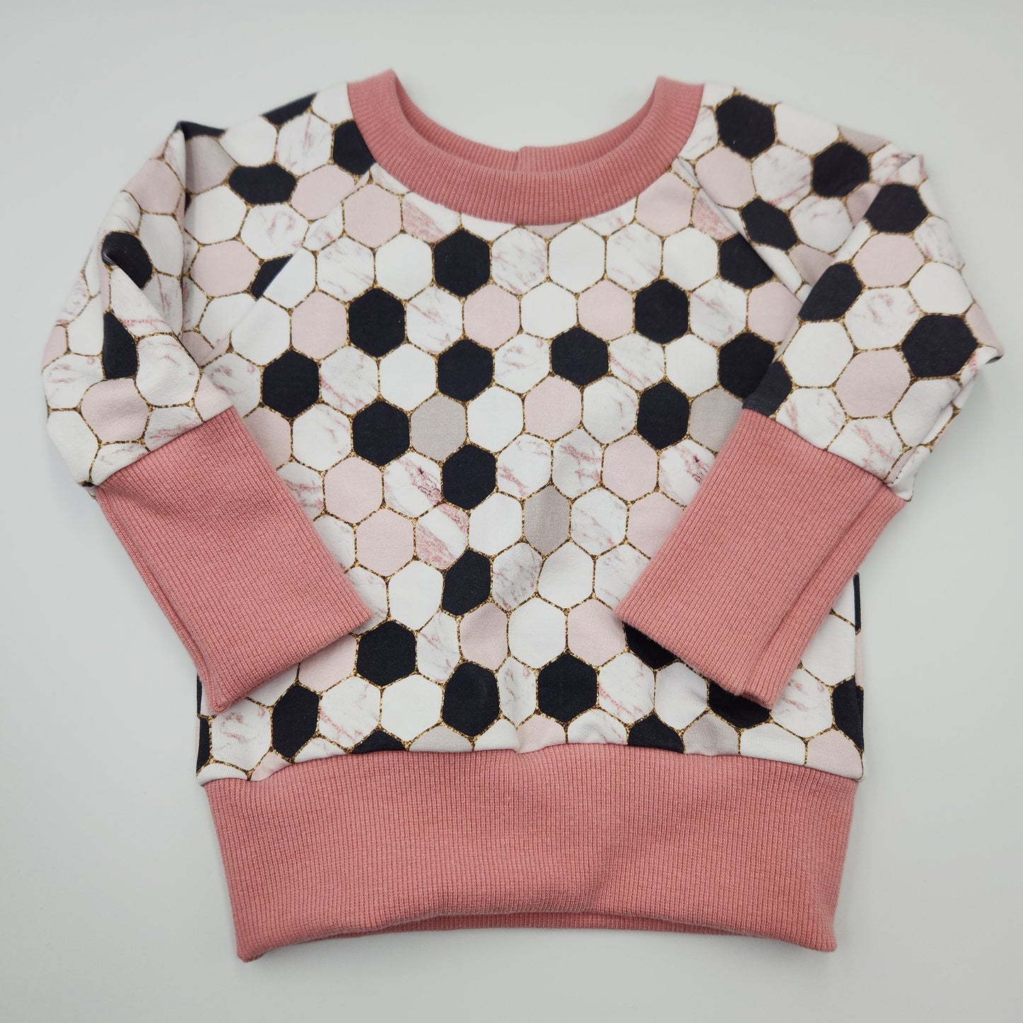 Pink Geo *Last Cut* Grow-with-me Crewneck