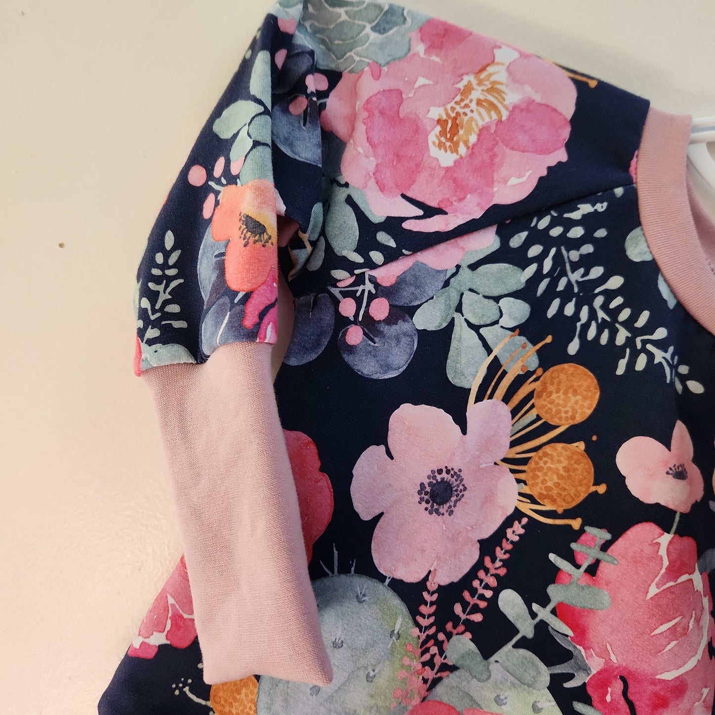 Navy large scale floral Grow-with-me Crewneck
