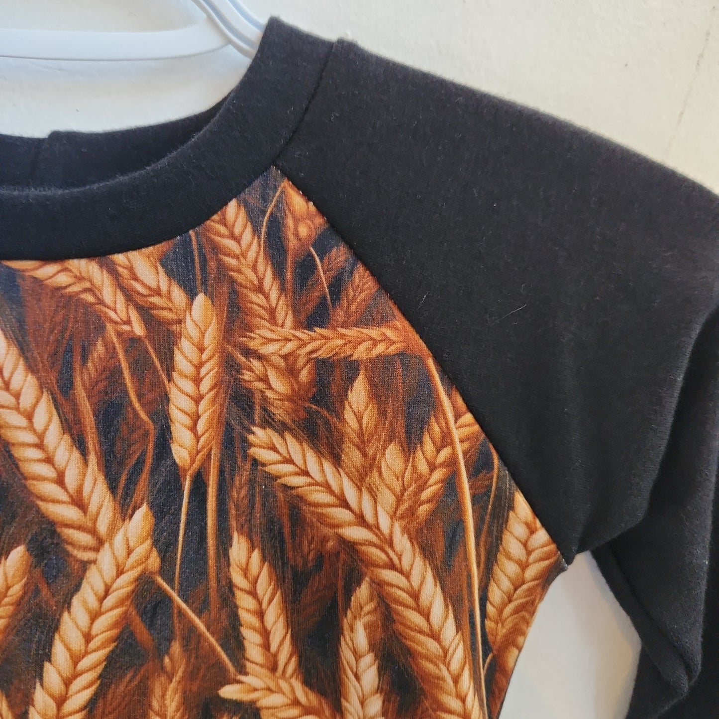 Wheat Heads w Black Sleeves *Last Cuts* Print Grow-with-me
