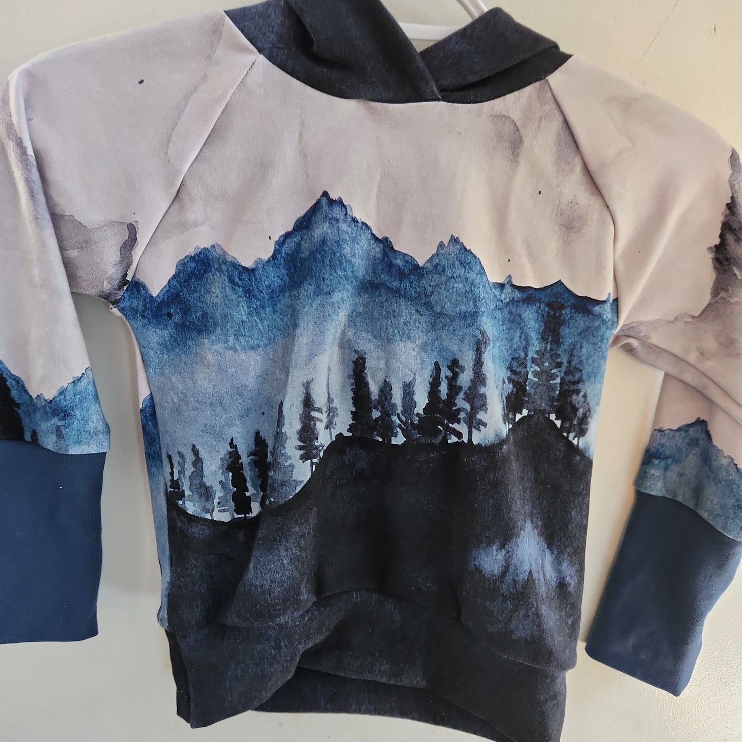 Watercolor Mountains *Last Cuts* Print Grow-with-me Hoodie