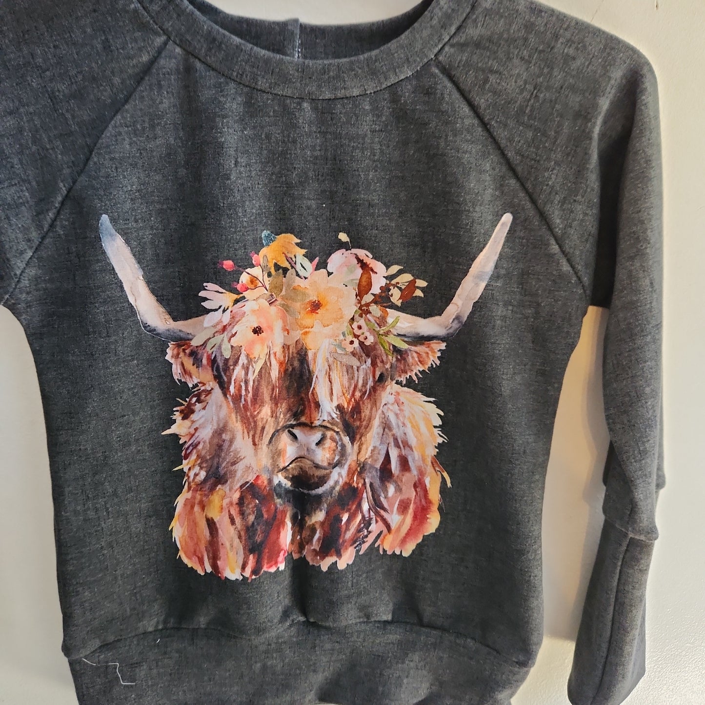 Thatched Evergreen Floral Highland *Last Cuts* Print Grow-with-me Crewneck
