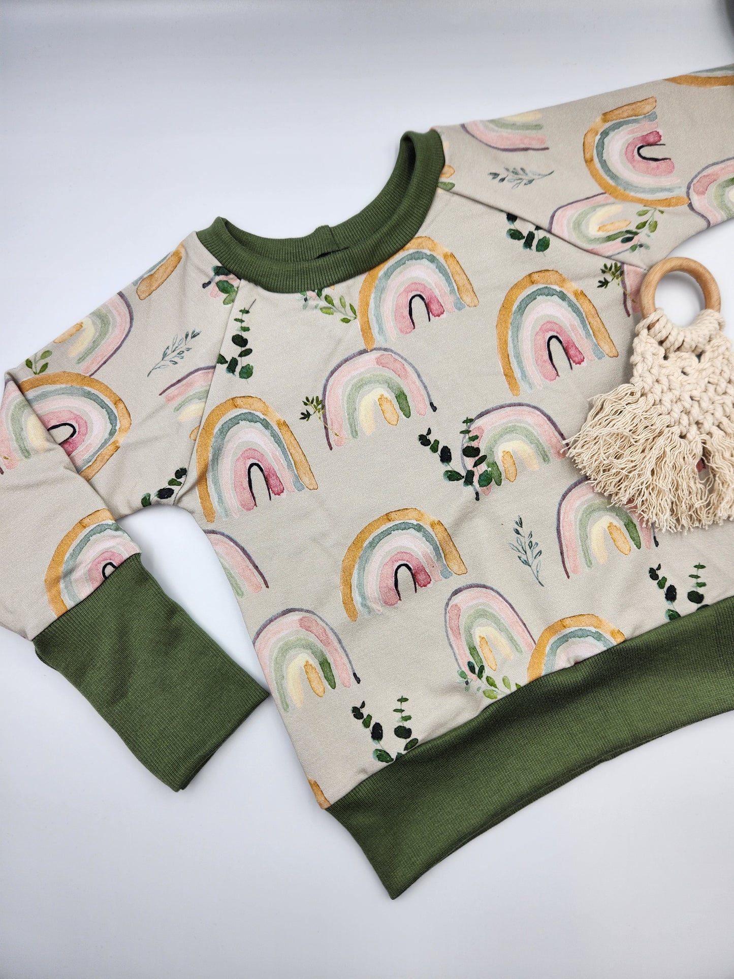 Sage Rainbows Grow-with-me Crewneck