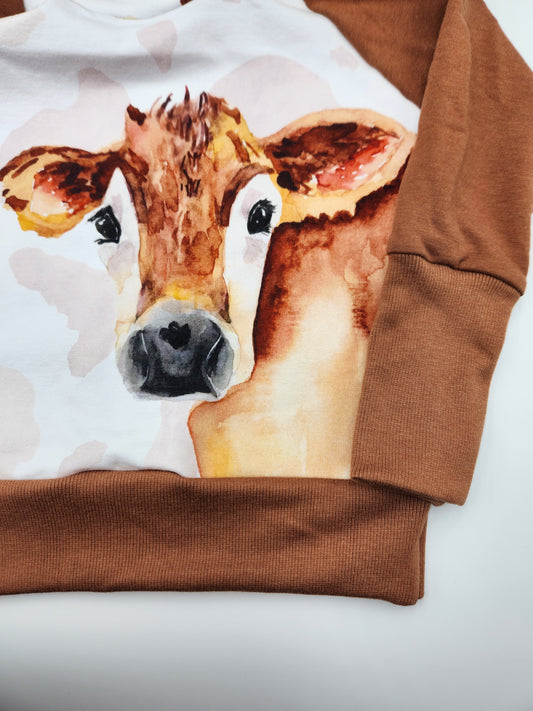 Brown Cow Spots Grow-with-me Sweater
