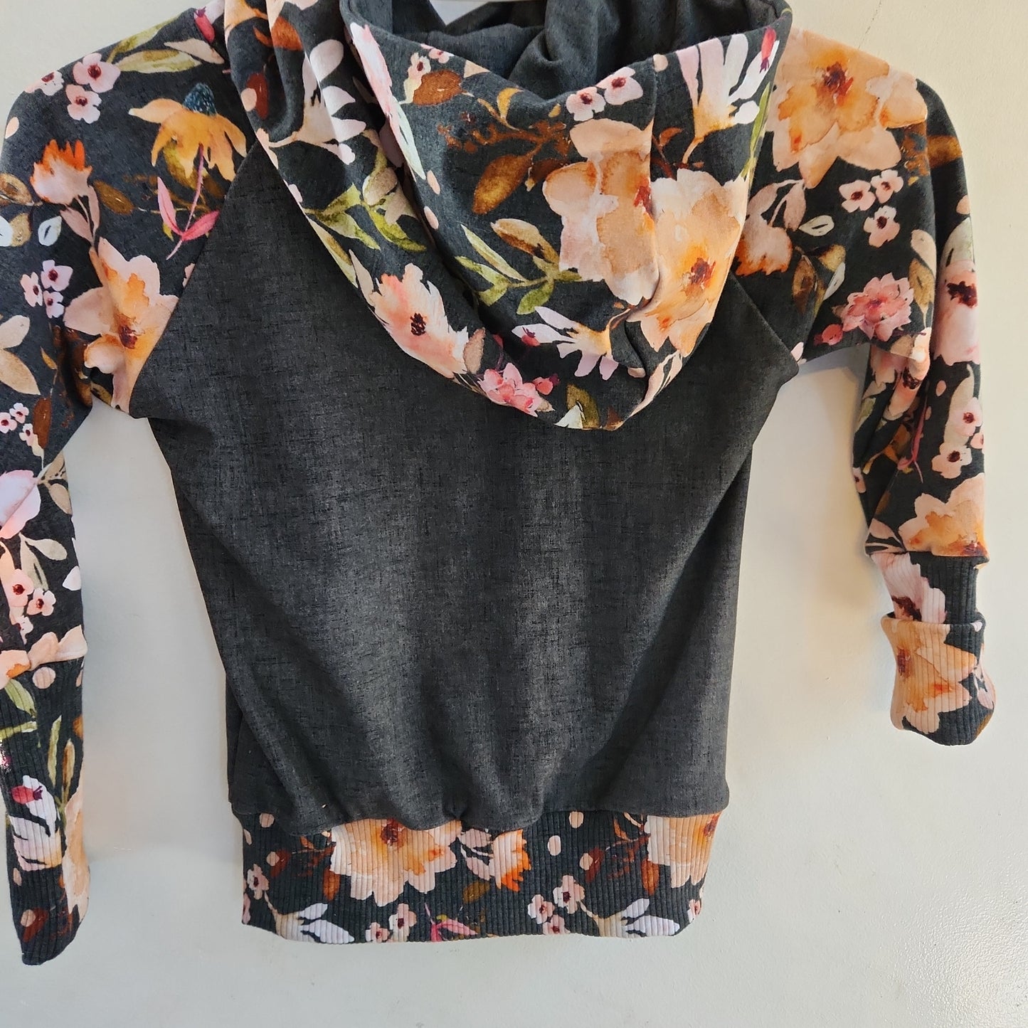 Evergreen Floral Highland *Last Cuts* Print Grow-with-me Hoodie