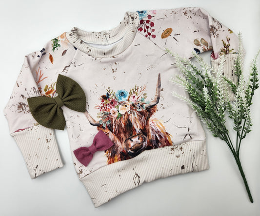 Cream Floral Highlands Grow-with-me Crewneck